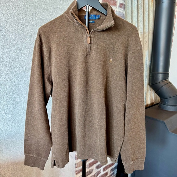 Polo Ralph Lauren Other - Polo Ralph Lauren Men's Estate Rib Cotton Quarter-Zip Pullover Brown Size XL